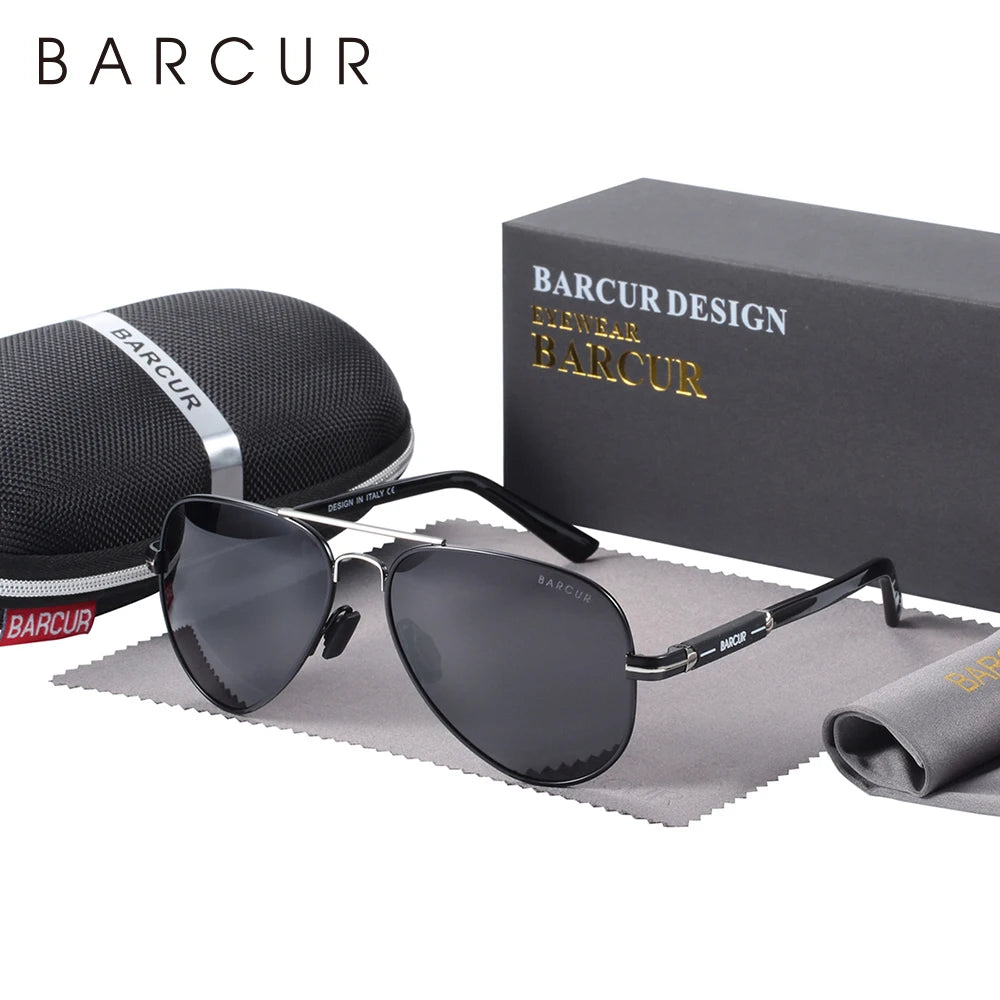 White Smoke BARCUR Polarized Mens Sunglasses Pilot Sun Glasses for Men accessories Driving Fishing Hiking Eyewear Oculos Gafas De Sol