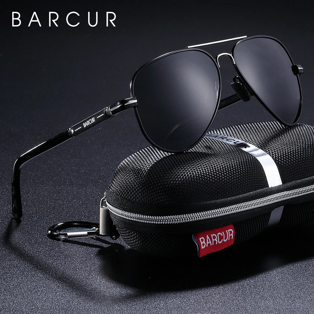 Black BARCUR Polarized Mens Sunglasses Pilot Sun Glasses for Men accessories Driving Fishing Hiking Eyewear Oculos Gafas De Sol