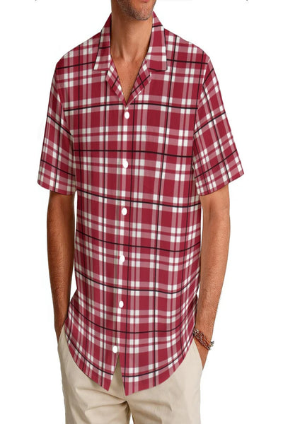 Alabama Football Hawaiian Shirt Men – Crimson Plaid 150GSM Premium Game Day Style – lightweight game day shirt, lightweight game day shirt, image 1.0