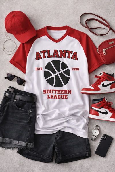 Atlanta Basketball Graphic T-Shirt – Red and White vv
