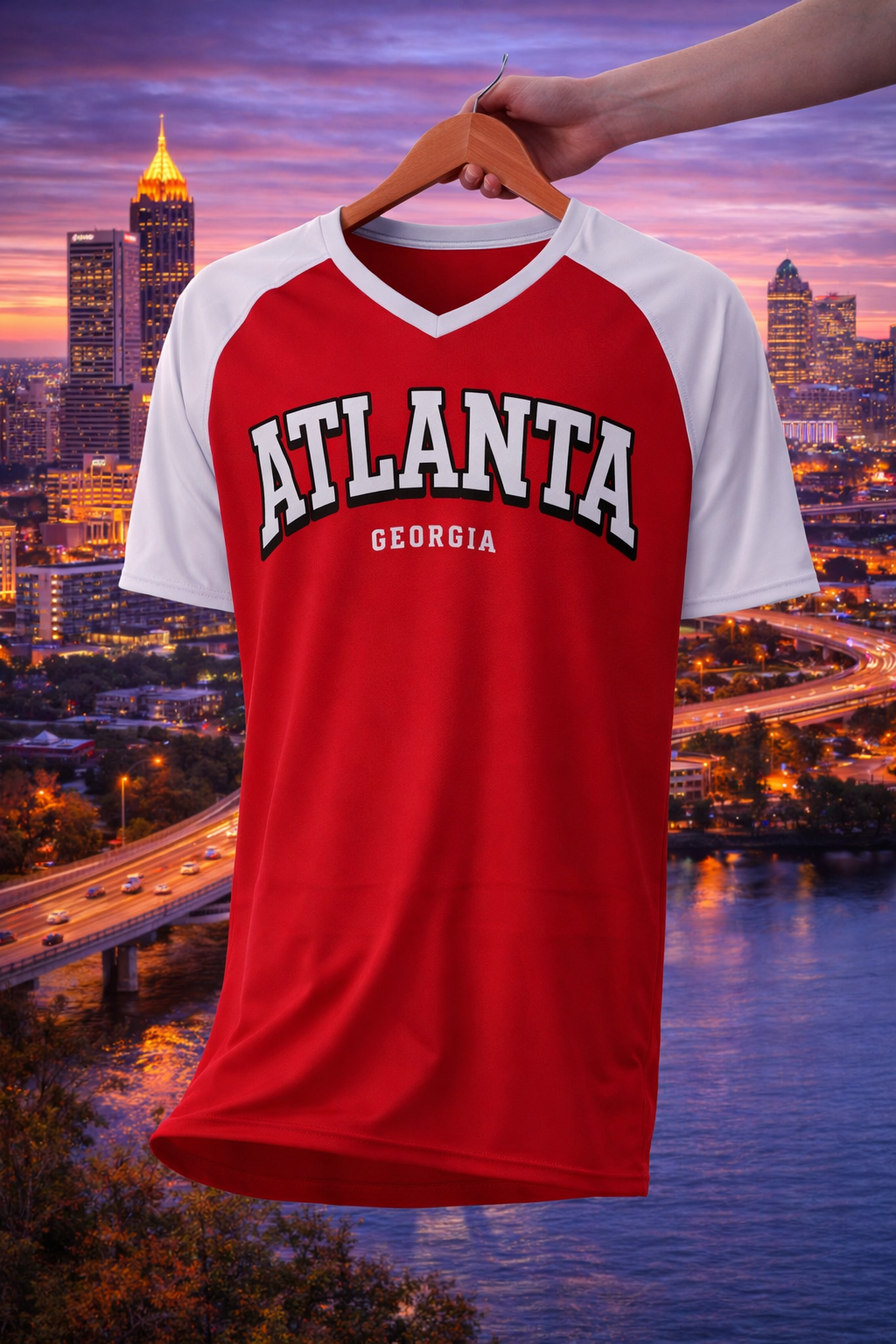 Atlanta Varsity Graphic T-Shirt – Red and White Collegiate Style Tee