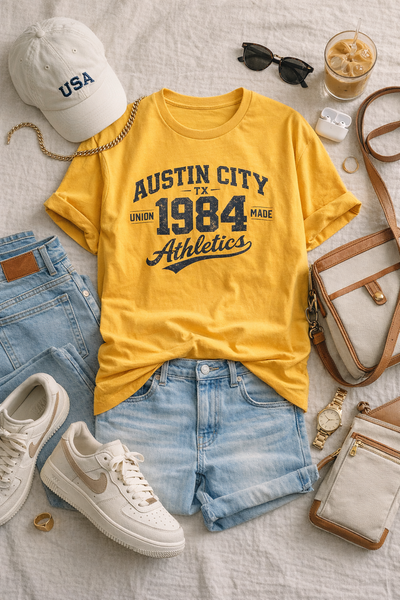 Austin City 1984 Athletics Tee — Vintage Collegiate Graphic T-Shirt