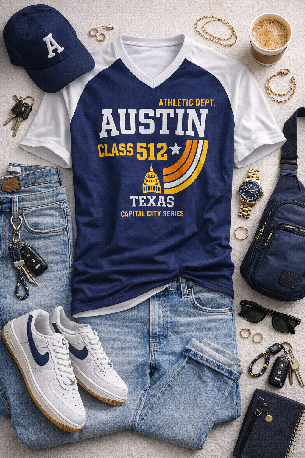Austin Texas 512 Varsity T-Shirt –