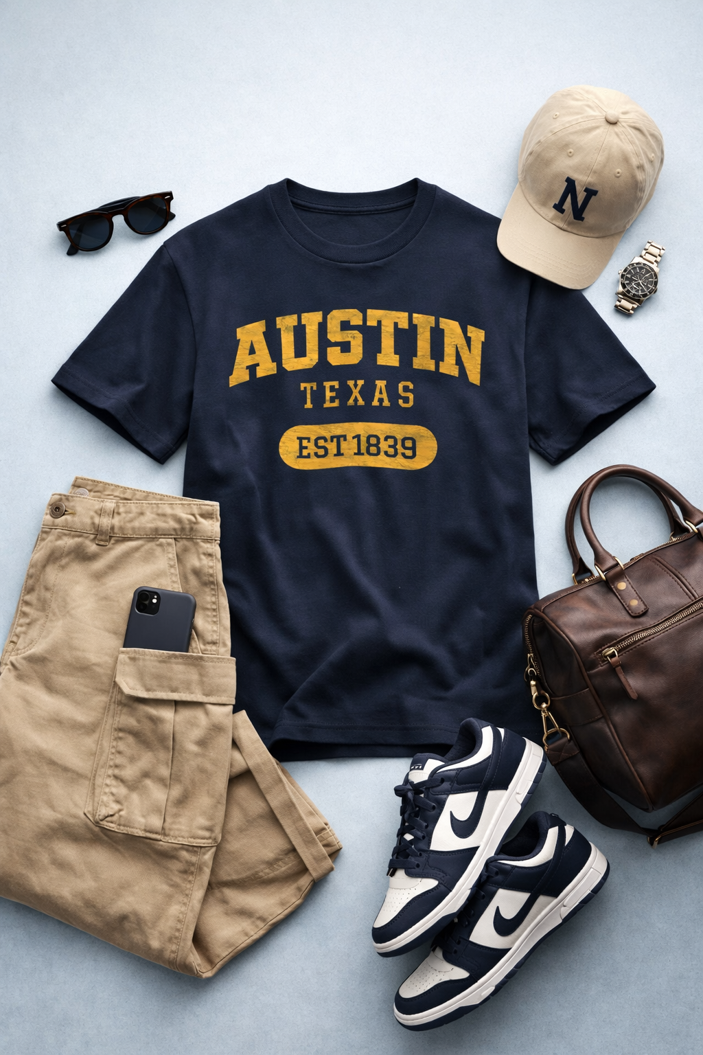 Austin Texas EST 1839 Graphic T-Shirt – Vintage College Style City Tee