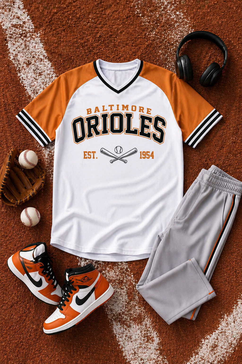 White Orange Baseball Jersey Baltimore Style – Orioles Varsity Shirt Game Day Outfit