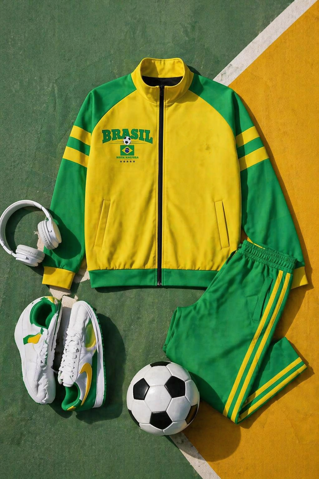 🇧🇷 Brazil Football-Inspired Zip Jacket – Verde Amarela Streetwear Style streetwear fashion product image 2