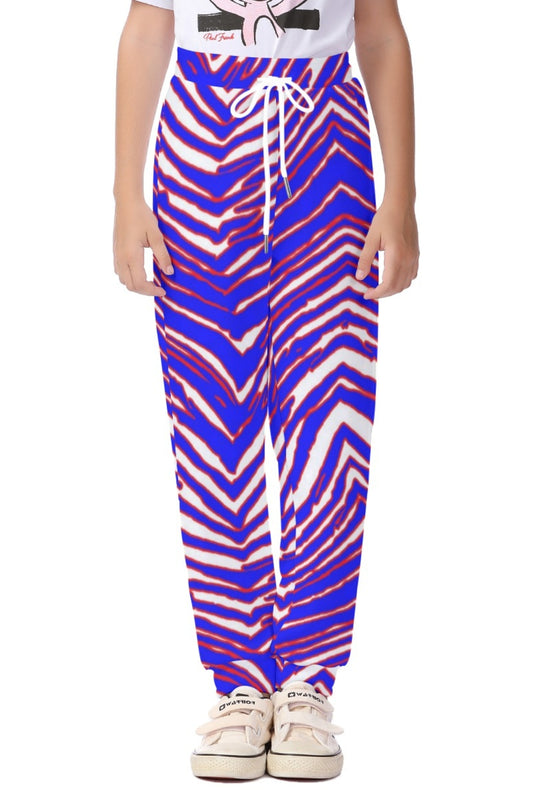 Buffalo football Kid's Casual Pants – Red Blue White Zebra Game Day Style