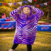 Buffalo Zebra Football Kids 1/4 Zip Hooded Wearable Blanket With Ears – Cozy Game Day Comfort – lightweight game day shirt, football shirt, image 1.0