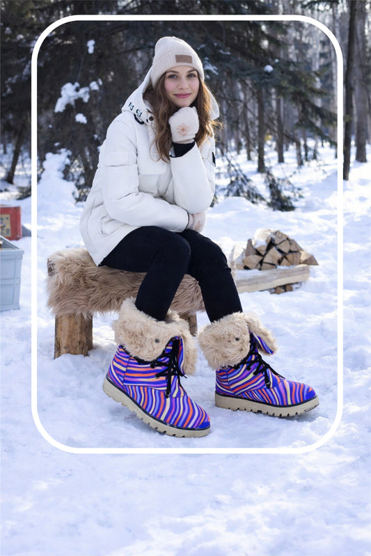 Buffalo Zebra Football Plush Boots – Cozy Game Day Comfort