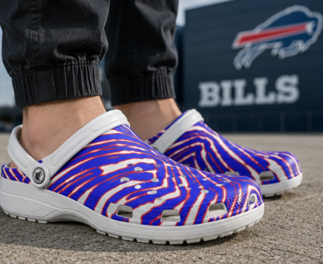 Buffalo Bills Zubaz Men's Classic Clogs – Red Blue White Zebra Game Day Style