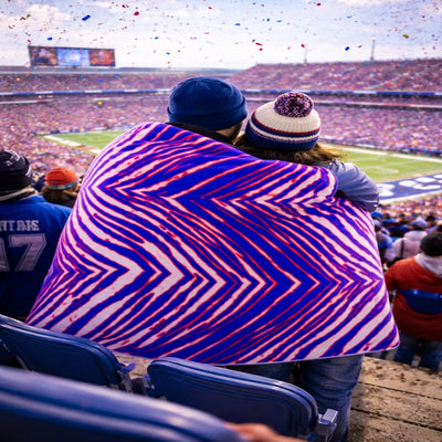 Lavender Buffalo football Flannel Blanket – Red Blue White Zebra Game Day Style