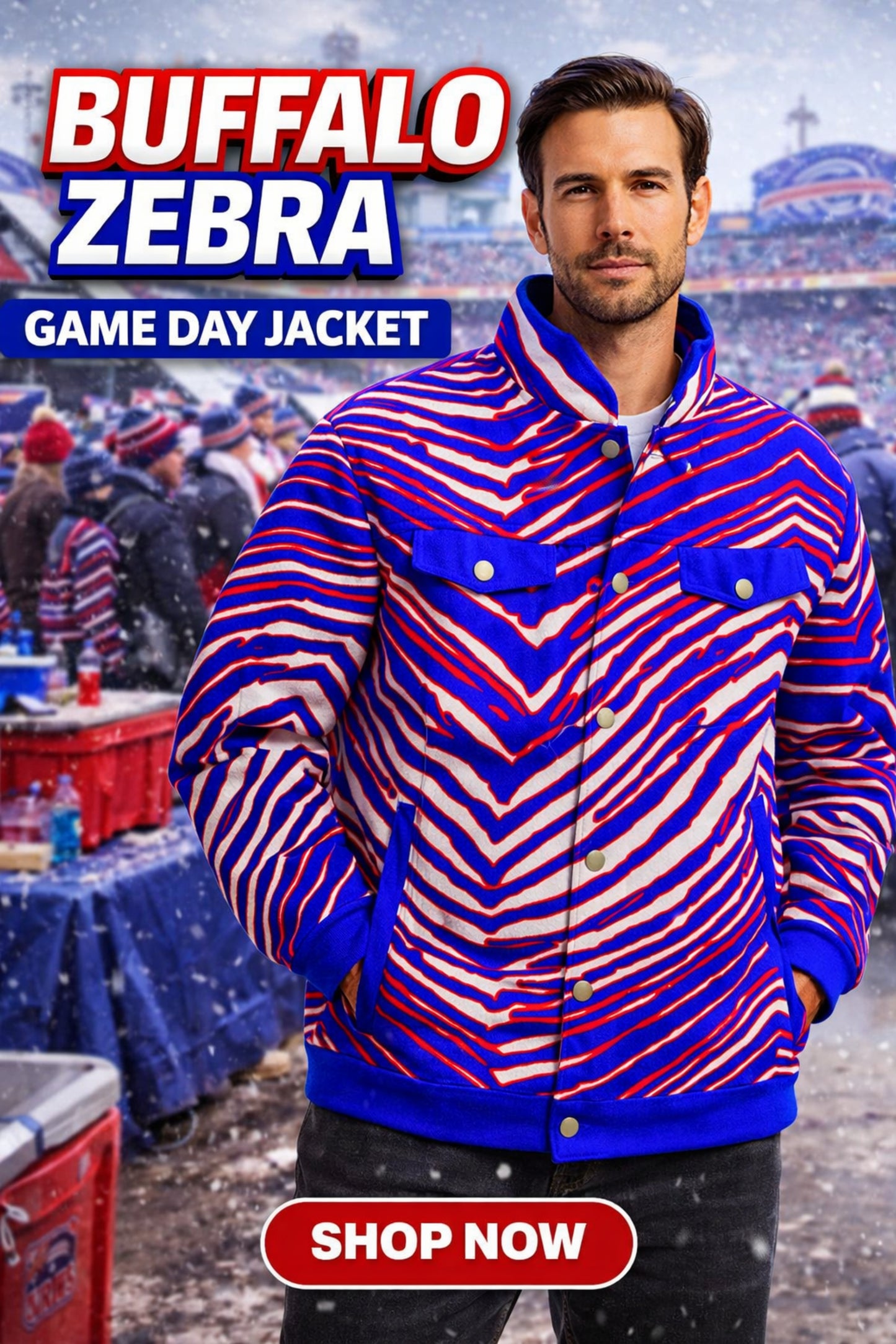 Buffalo Zebra Football Unisex Collared Jacket – Retro Game Day Streetwear Style