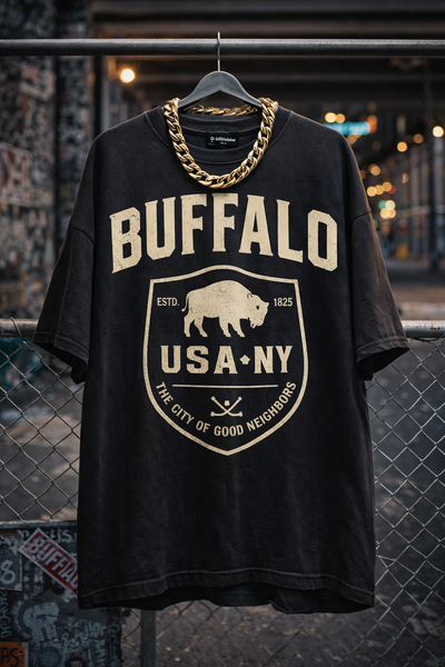 Black Buffalo New York USA NY Oversized 90s  T-Shirt – Vintage Streetwear