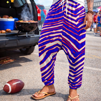 Gray Buffalo Zebra Football Harem Pants Relaxed Game Day Streetwear
