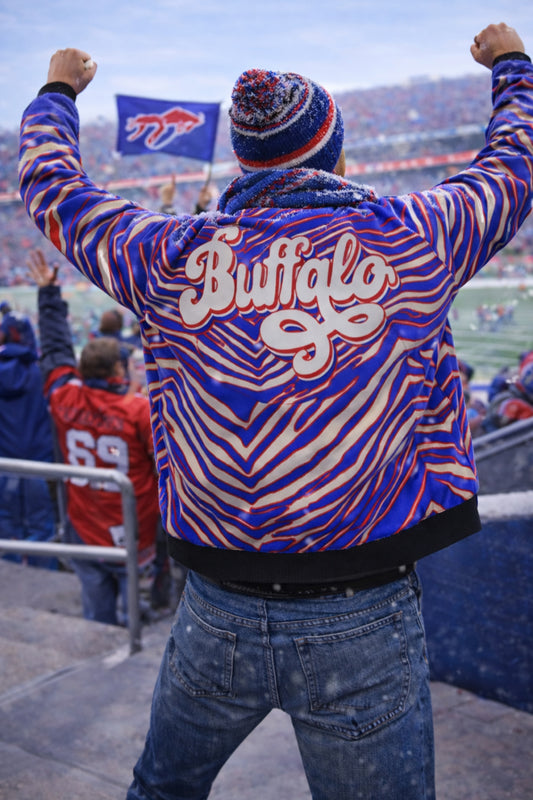 Buffalo football zebra bomber Jacket With Sleeve Pocket