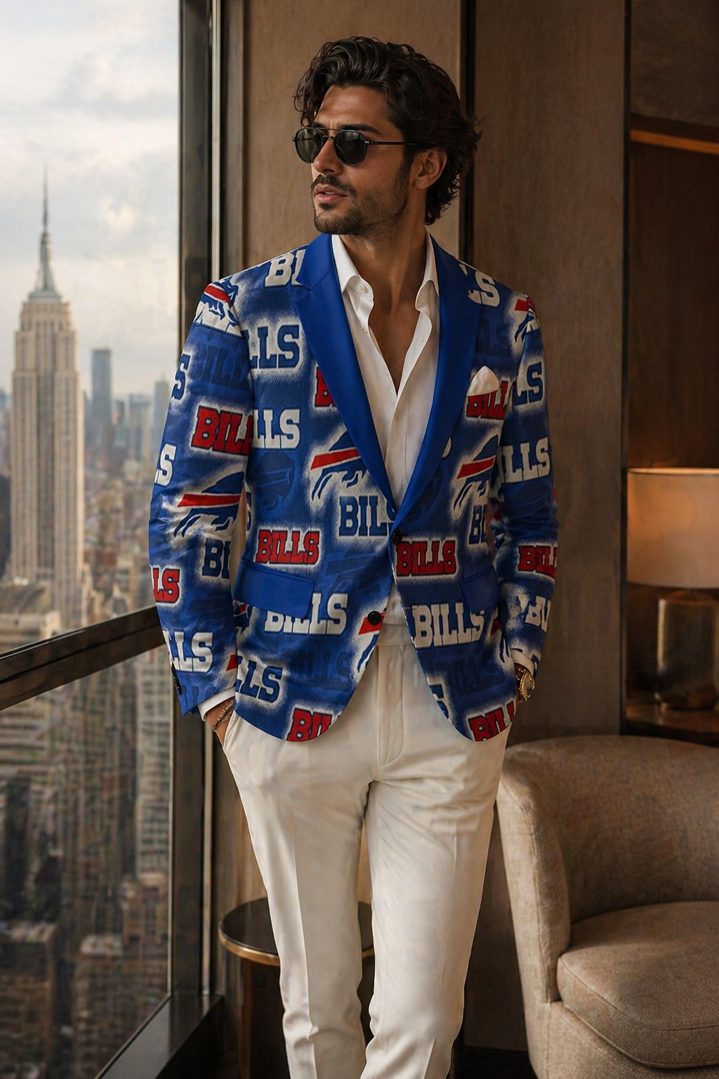 Buffalo football Flat Lapel Collar Suit Blazer