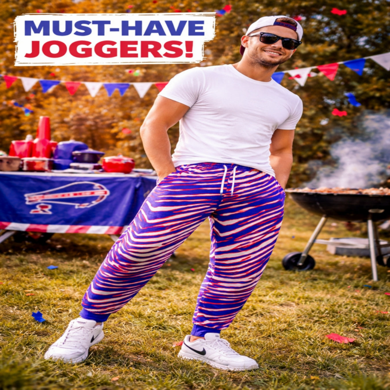 Buffalo-inspired zebra football Sweatpants diamon velvet