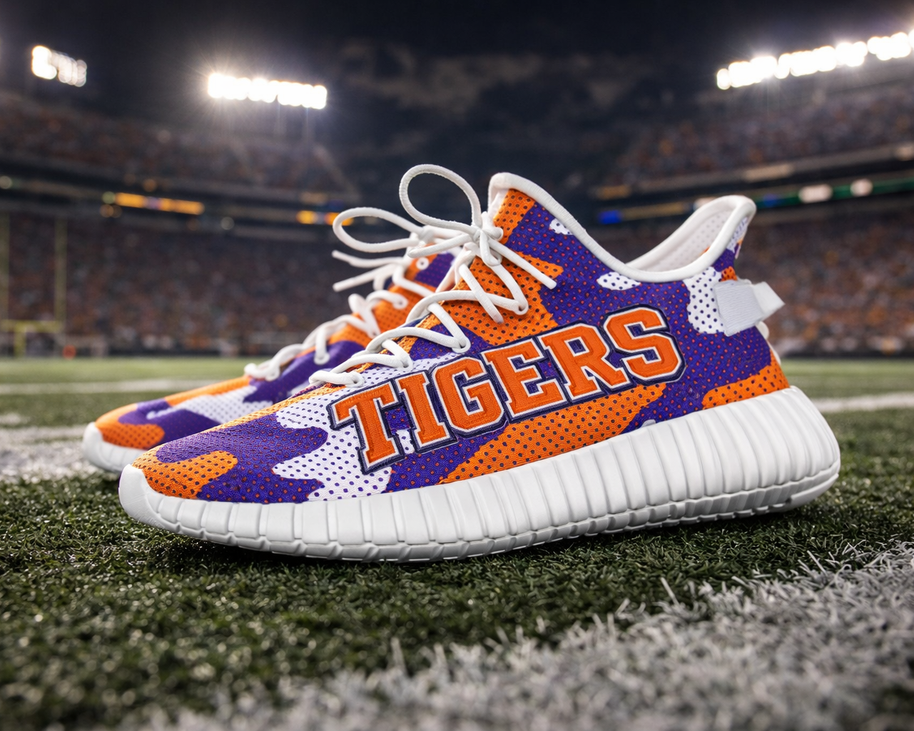 Clemson Tigers Purple Orange Knit Sneakers – Lightweight Athletic Game Day Shoes for Football Fans - ACC football apparel varsity sportswear product image 3.0