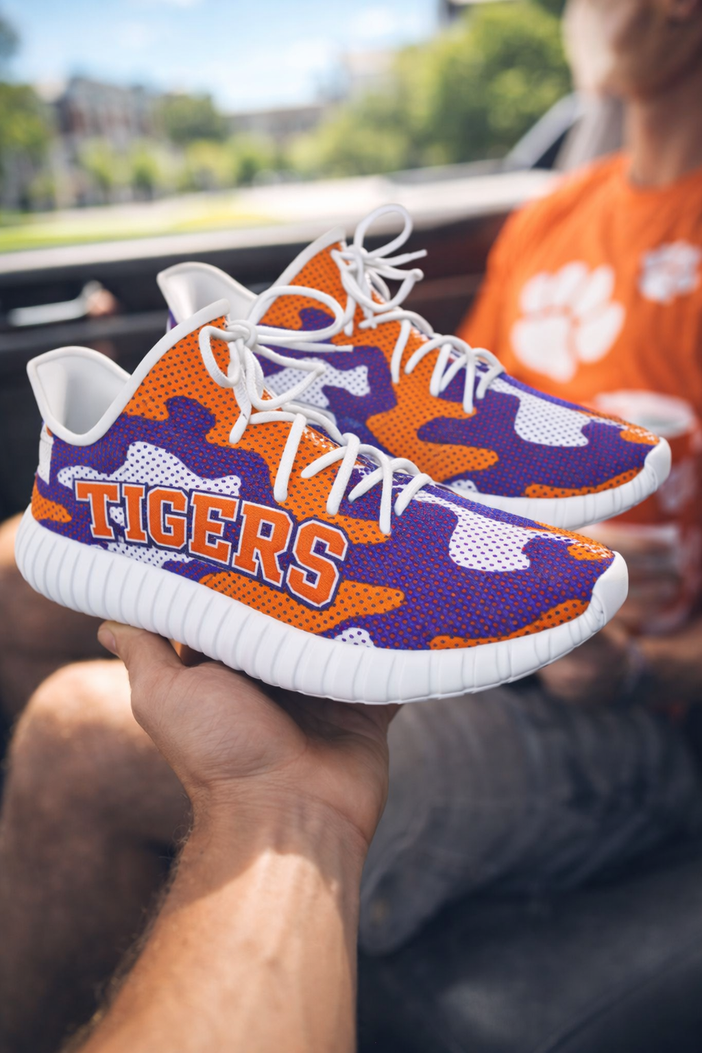 Clemson Tigers Purple Orange Knit Sneakers – Lightweight Athletic Game Day Shoes for Football Fans - ACC football apparel varsity sportswear product image 2.0