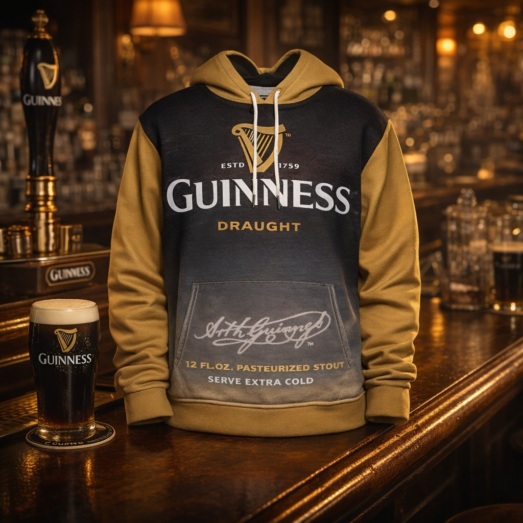 Black Gold Stout Beer Hoodie – Vintage Irish Style 90s Streetwear Sweatshirt