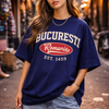 Midnight Blue Tricou București România Vintage Logo — "Bucuresti" Est. 1459