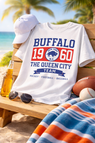 Lavender Buffalo 1960 The Queen City Team Tee — Vintage New York Sports Shirt