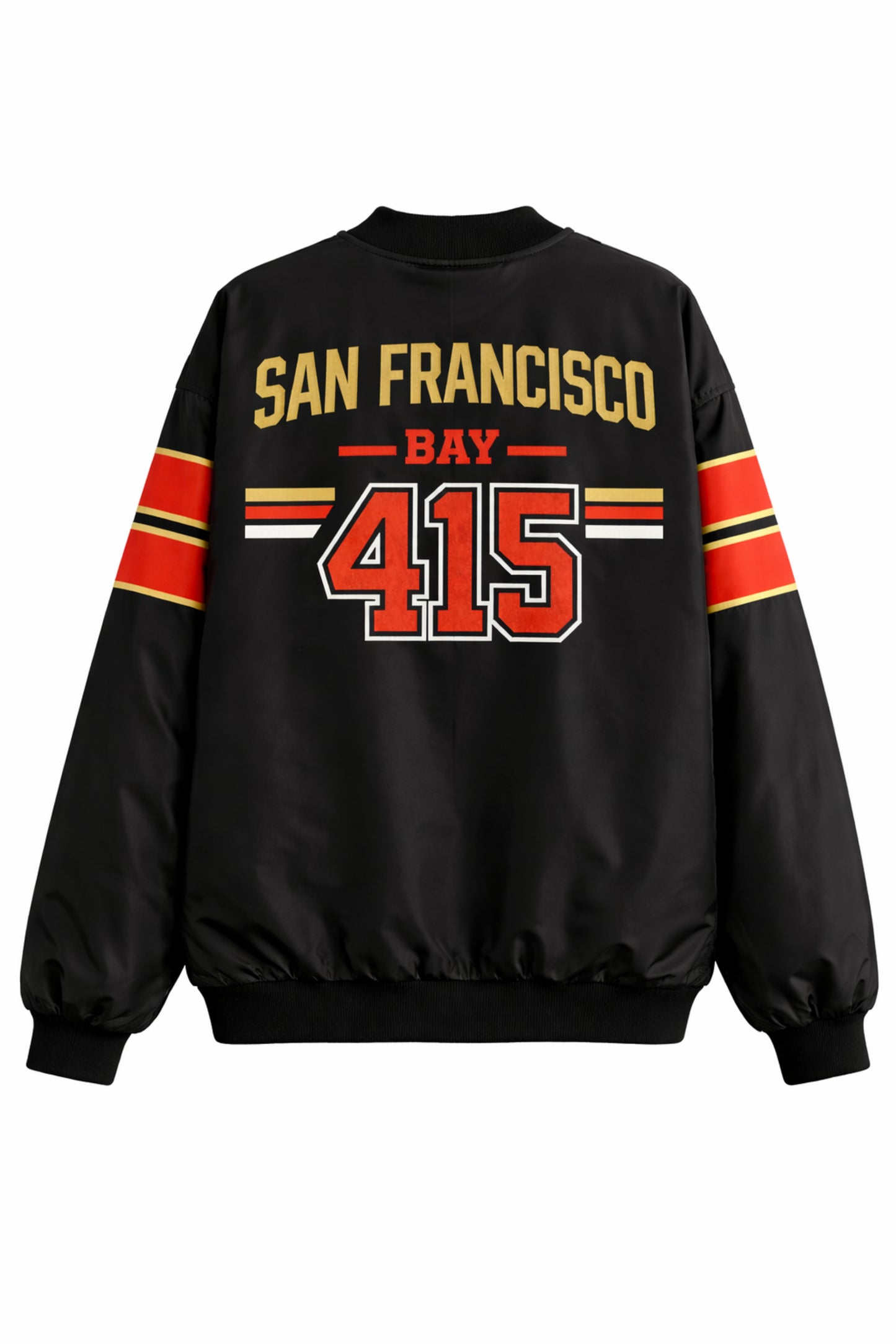 San Francisco Bay 415 Black Football Style Bomber Jacket – Game Day Streetwear