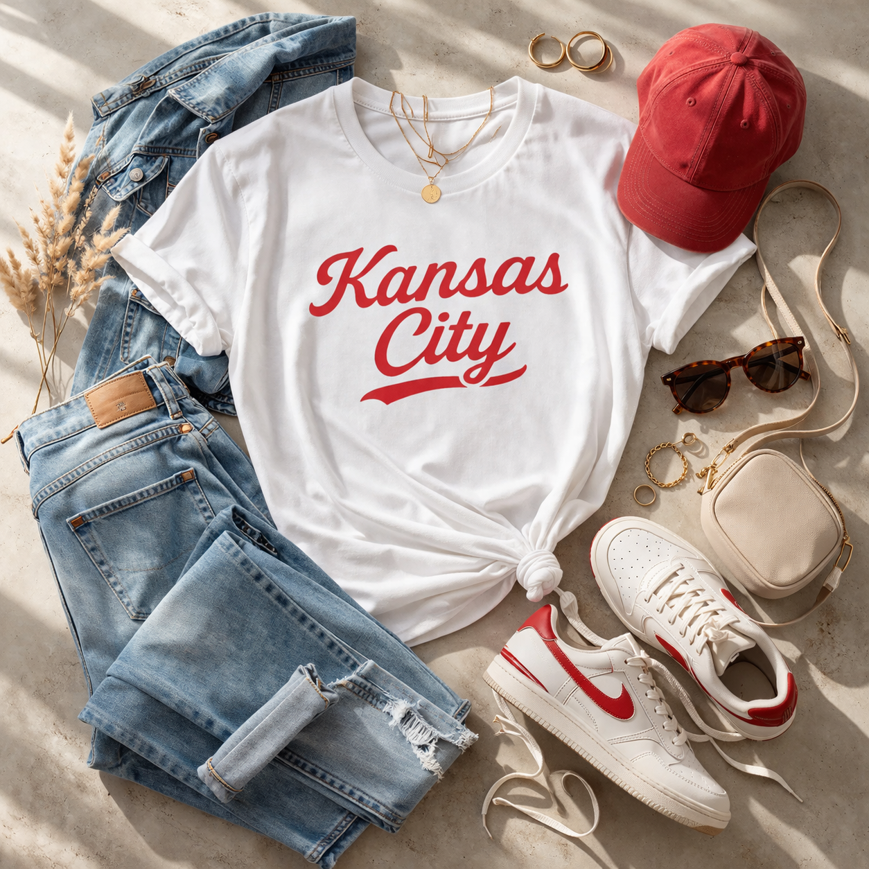 Kansas City Script Tee — Retro Red City  T-Shirt streetwear fashion product image 4