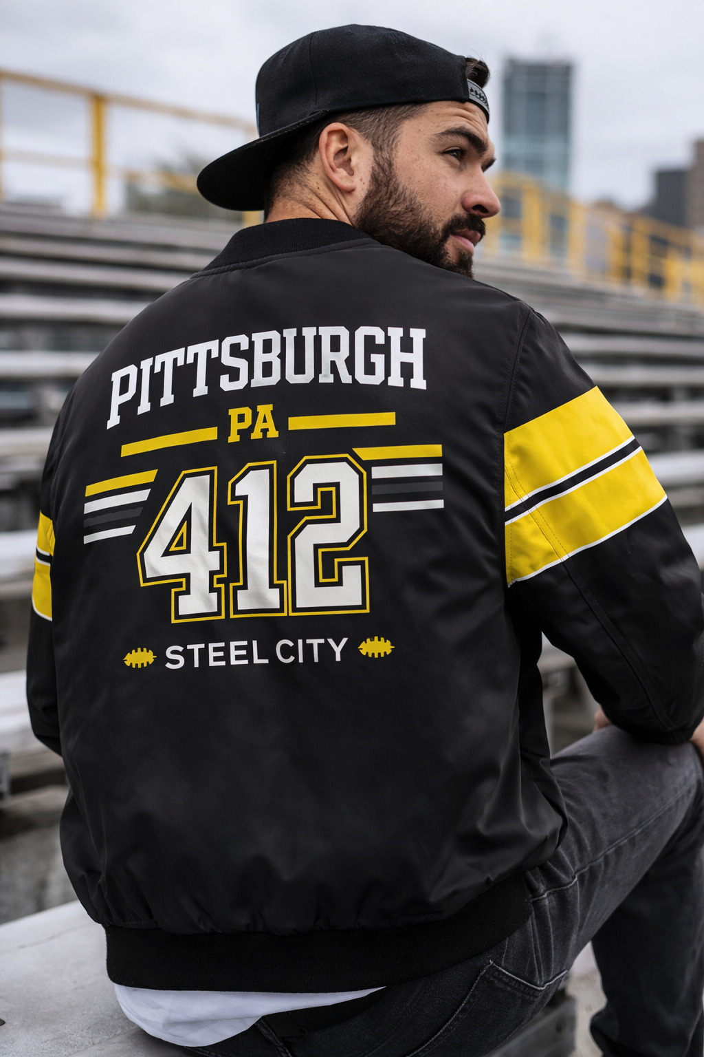 Pittsburgh 412 Steel City Varsity Bomber Jacket