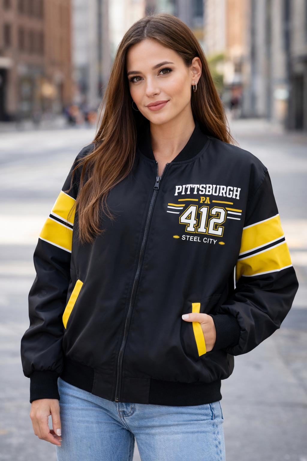 Pittsburgh 412 Steel City Varsity Bomber Jacket