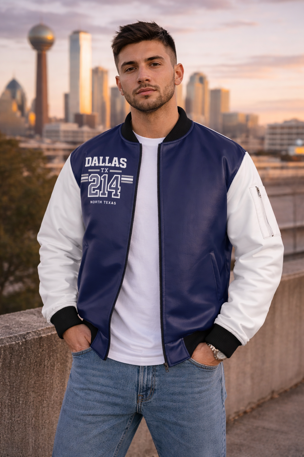Dark Slate Gray Dallas TX 214 Varsity football Jacket – North Texas College Style Bomber Jacket