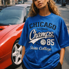 Black Chicago Champs State College T-Shirt – Basketball Streetwear Varsity Tee