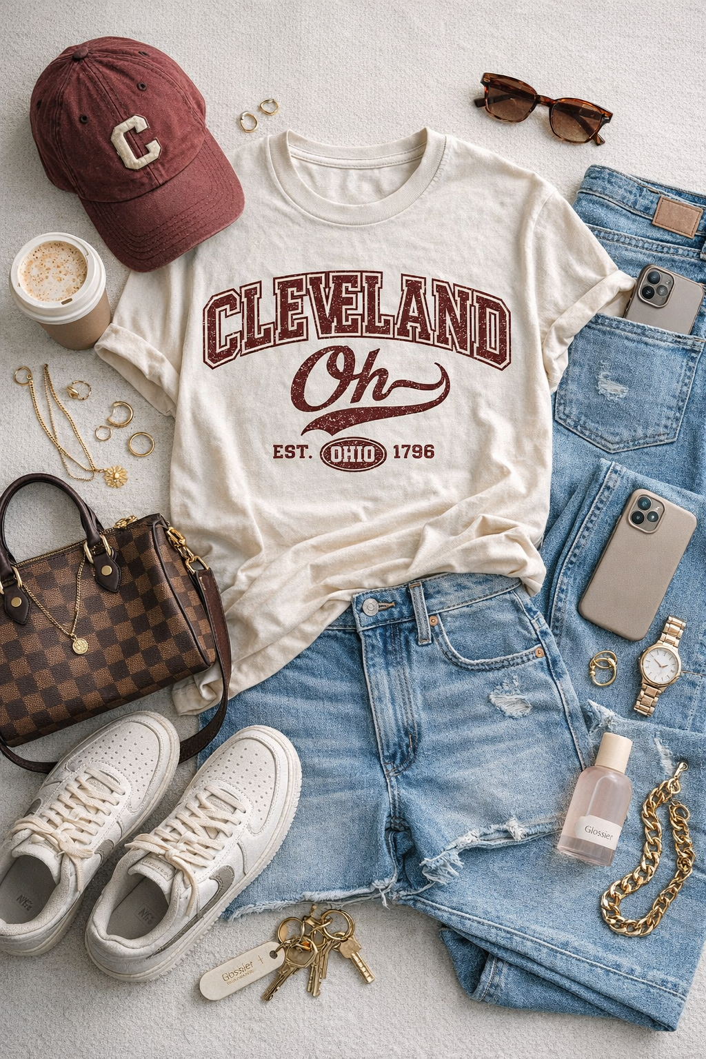 Cleveland Ohio Vintage Script T-Shirt — Retro City Tee – nfl fan apparel, lightweight game day shirt, image 1.0
