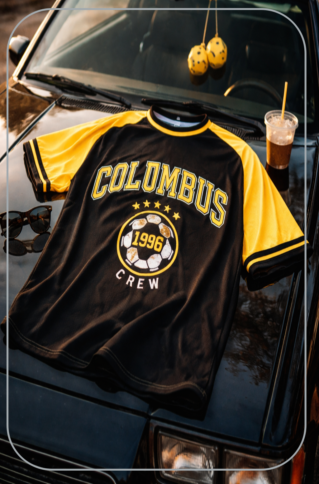 Black Columbus Crew 1996 Soccer Shirt – Black and Yellow Retro Soccer Fan T Shirt