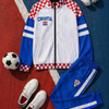 Croatia Inspired Checkered Football Track Jacket – Red White Blue Game Day Zip Up Jacket