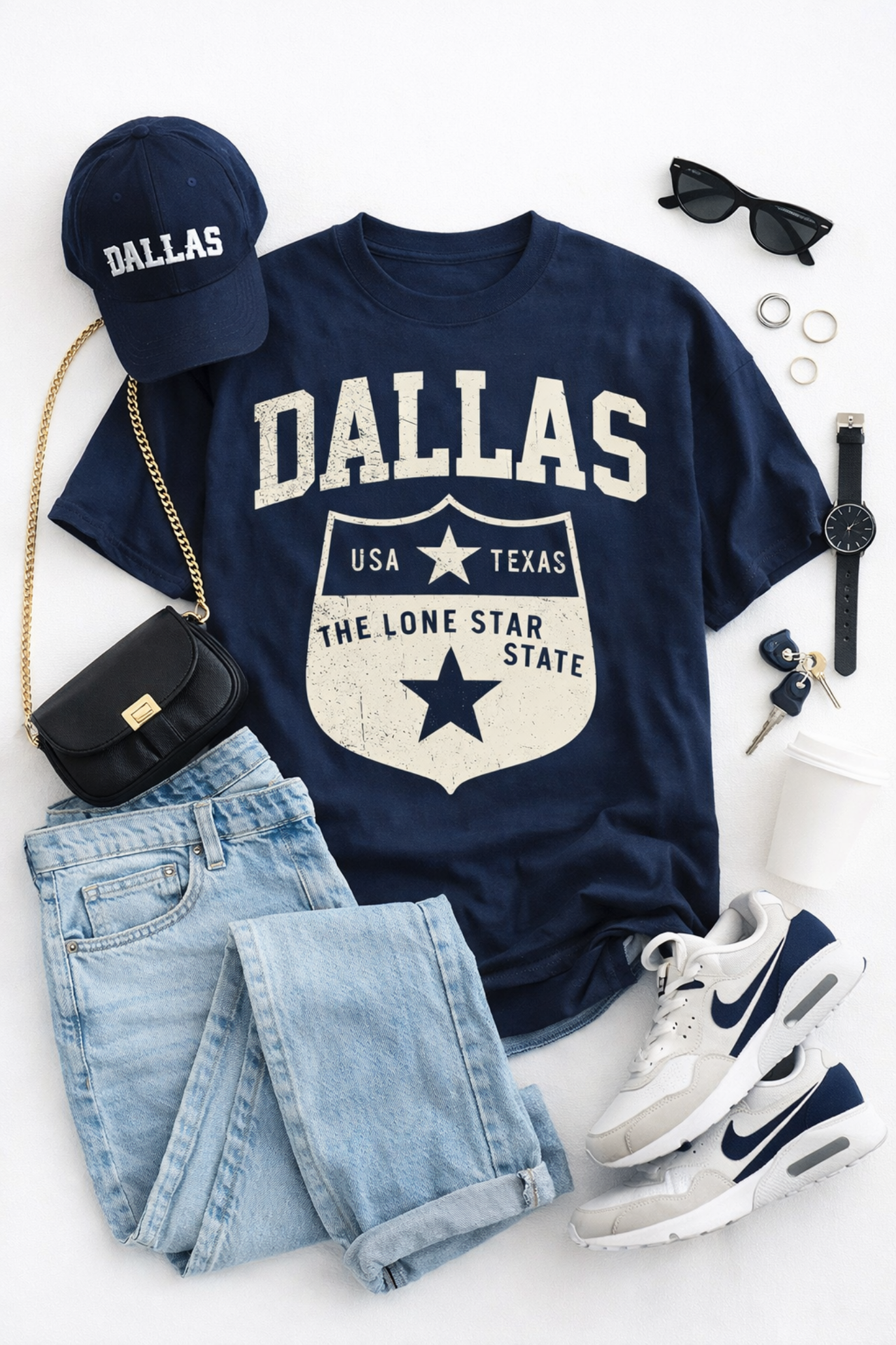 Dallas Lone Star Shield T-Shirt vintage tee  retro shirt