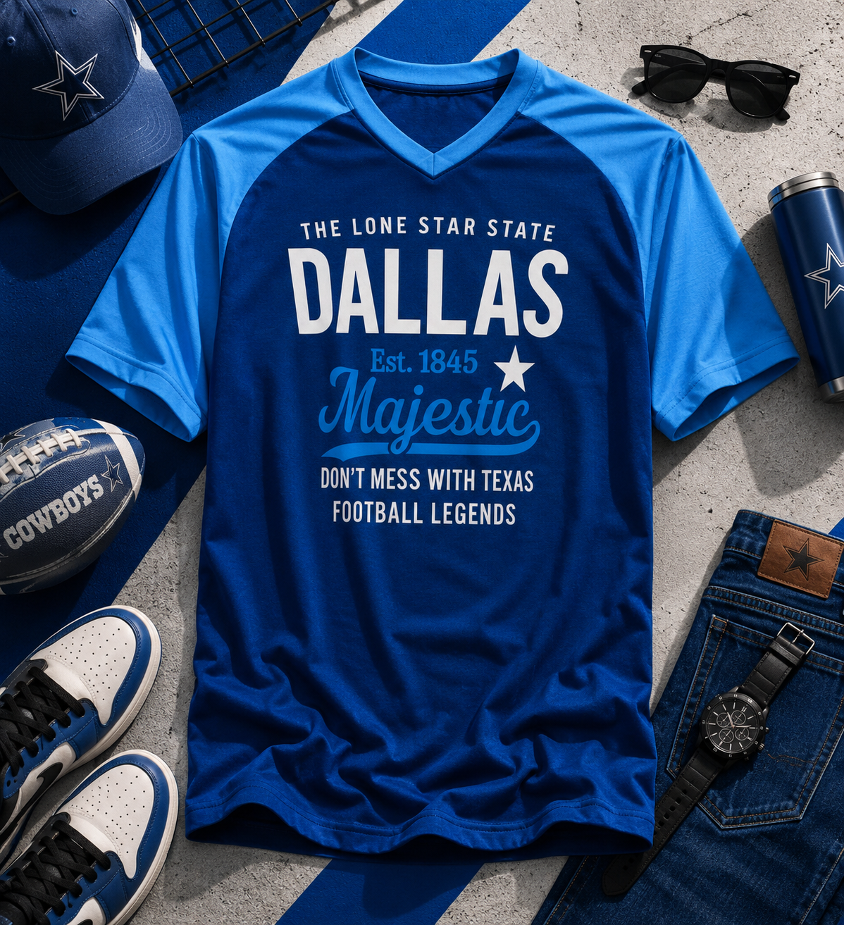 Dallas Texas Majestic Football T-Shirt
