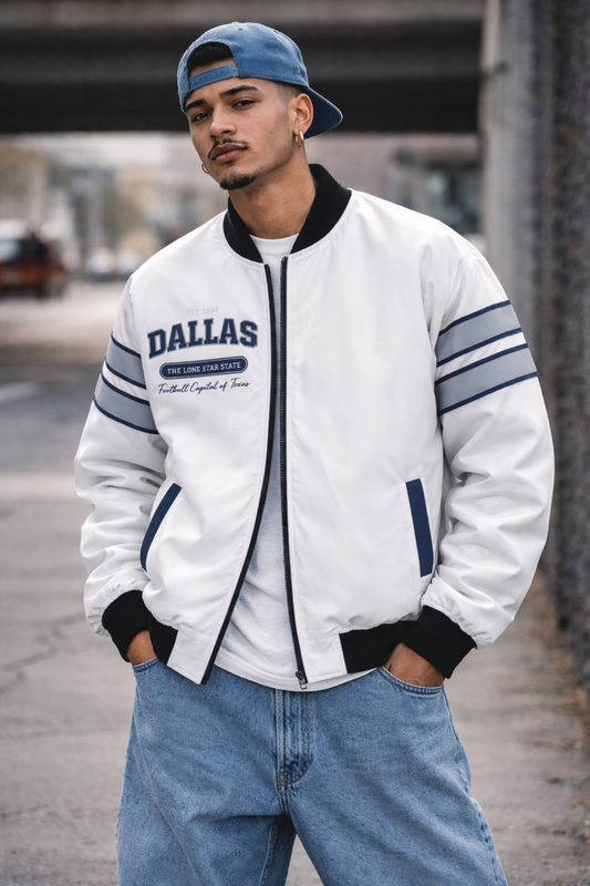 Dallas Varsity Bomber Jacket – Football Capital of Texas Retro Streetwear