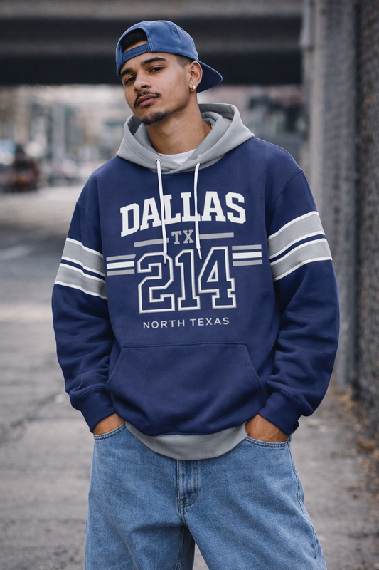 Dallas football TX 214 Varsity Hoodie – North Texas Football Streetwear