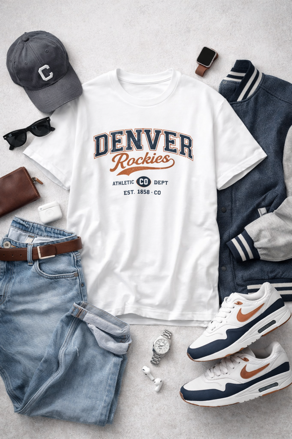 Denver Rockies Athletic Tee — Vintage Baseball Graphic T-Shirt colorado rockies baseball fan apparel mountain game day outfit