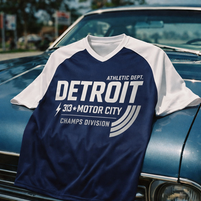Black Detroit 313 Motor City T-Shirt – Navy Blue and White Urban Streetwear Tee