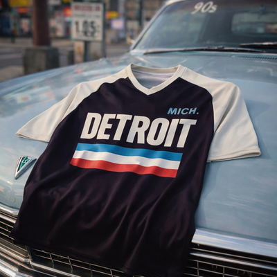 Black Detroit Michigan Varsity T-Shirt – Urban Streetwear and Retro Athletic City Style Tee