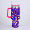 Light Gray Buffalo football 40oz Diamond Cup With Stainless Steel Straw – Red Blue White Zebra Game Day Style