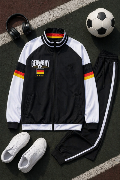 Germany Football Retro Sports Jacket – Classic Varsity Zip-Up Streetwear Jacket
