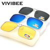 White Smoke VIVIBEE Mens Metal Clip on Sunglasses Polarized Eyeglasses UV400 Women Square Night Vision Driving Sun Glasses