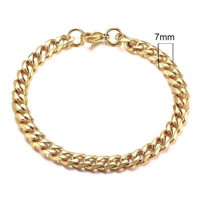 White Smoke Vnox 3-11mm Chunky Miami Curb Chain Bracelet for Men, Stainless Steel Cuban Link Chain Wristband Classic Punk Heavy Male Jewelry