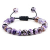 White Smoke 8mm Tiger Eye Stone Beads Bracelet Adjustable Braided Rope Bangles Natural Lava Rock Men Women Yoga Healing Balance Bracelets