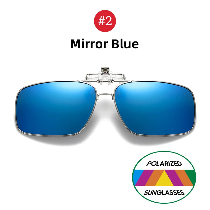 White Smoke VIVIBEE Mens Metal Clip on Sunglasses Polarized Eyeglasses UV400 Women Square Night Vision Driving Sun Glasses