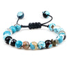 White Smoke 8mm Tiger Eye Stone Beads Bracelet Adjustable Braided Rope Bangles Natural Lava Rock Men Women Yoga Healing Balance Bracelets