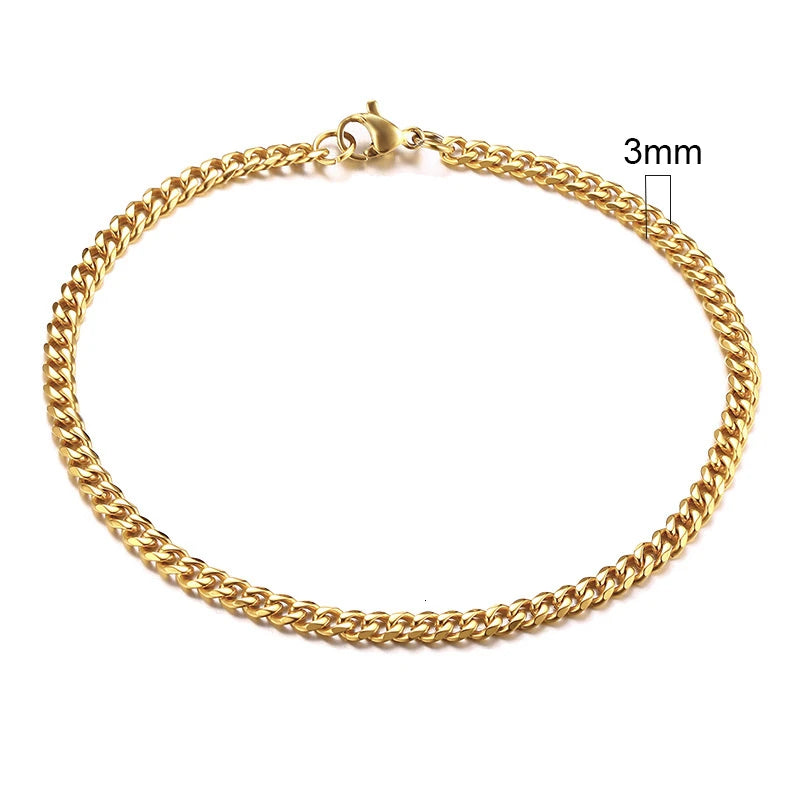White Smoke Vnox 3-11mm Chunky Miami Curb Chain Bracelet for Men, Stainless Steel Cuban Link Chain Wristband Classic Punk Heavy Male Jewelry
